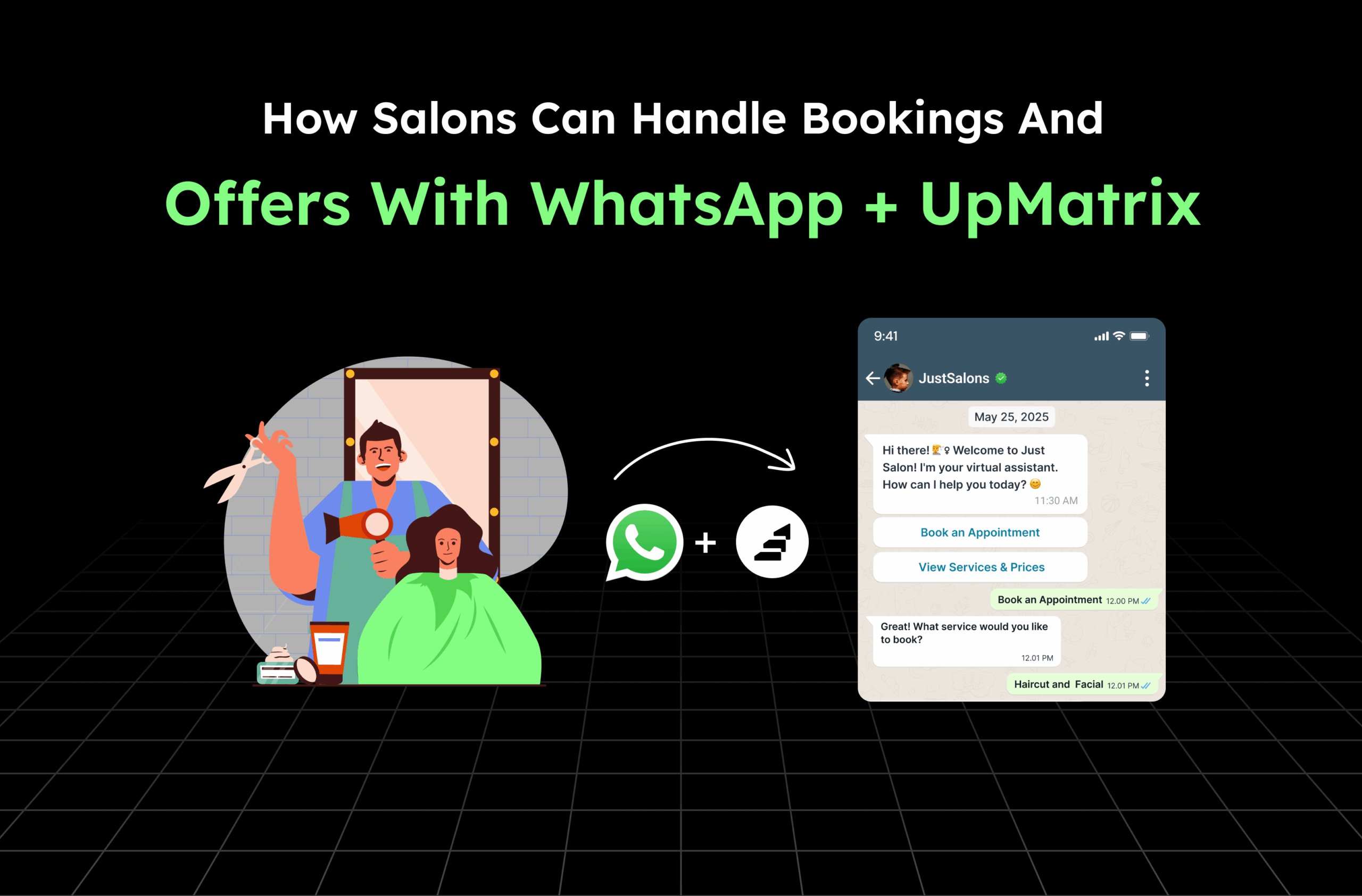 How Salons Can Handle Bookings and Offers with WhatsApp + UpMatrix